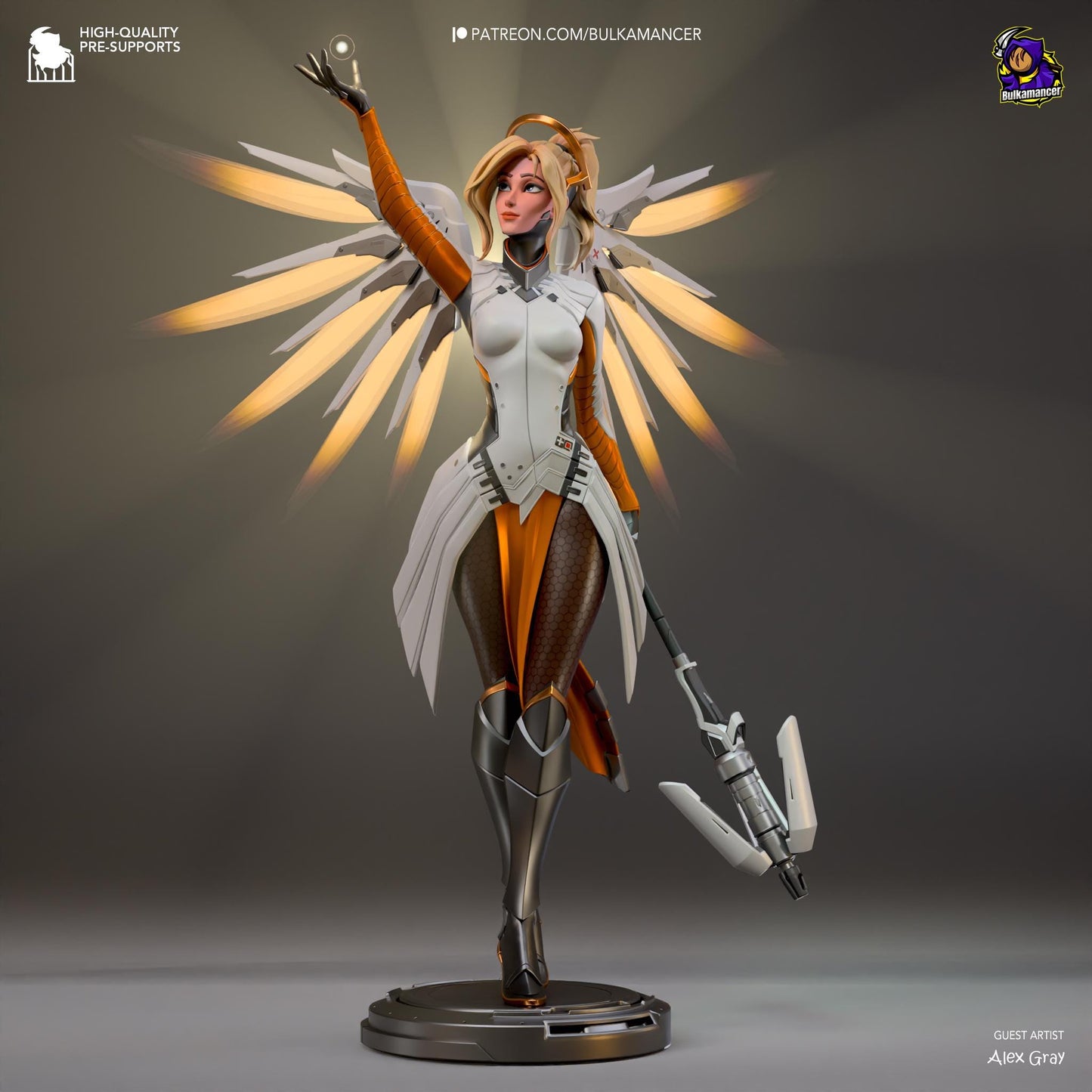 a statue of a woman with wings and a sword