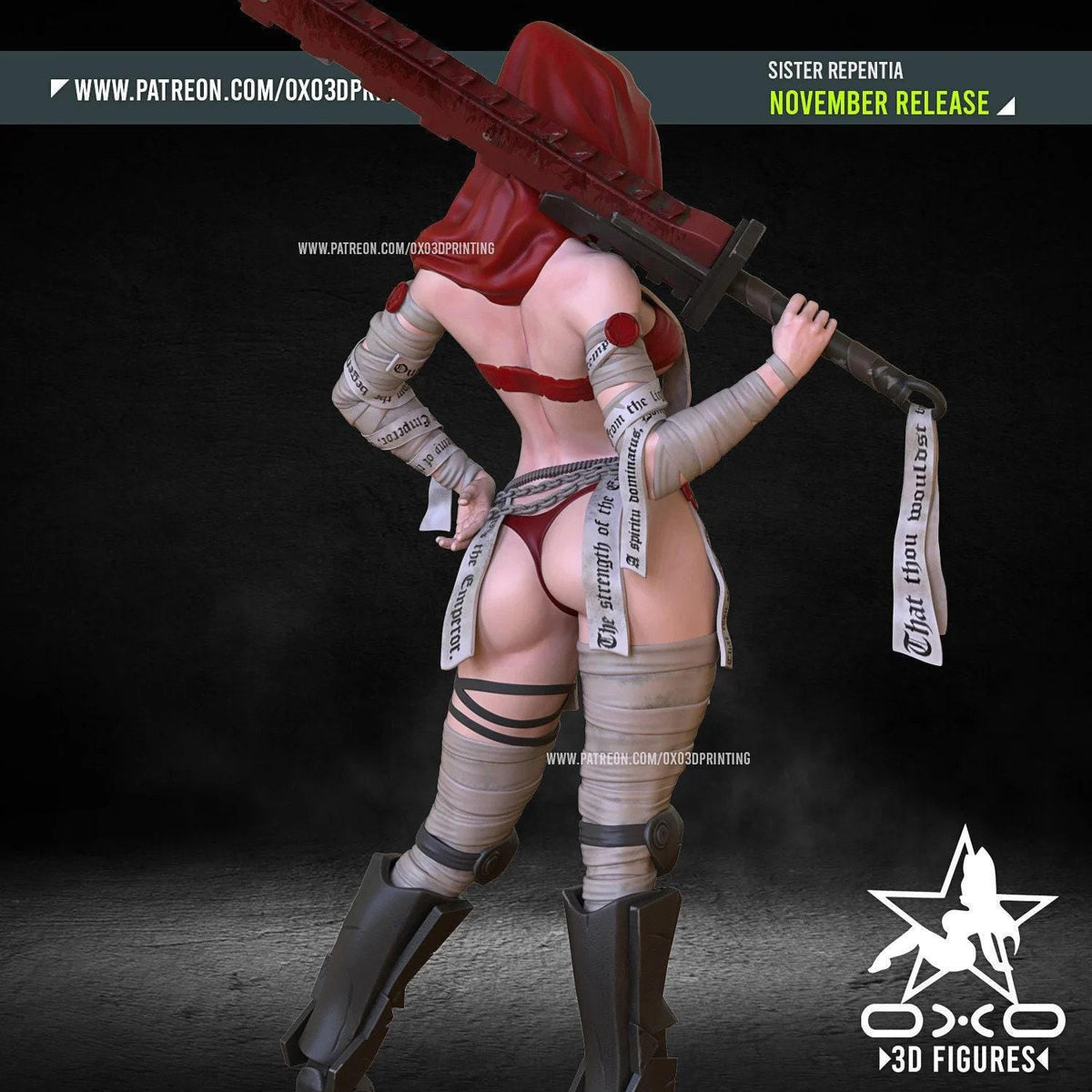 Sister Repentia NSFW 3D Printed Statue – Mature Grimdark Warrior Resin Collectible, Made to Order for Adult Collectors