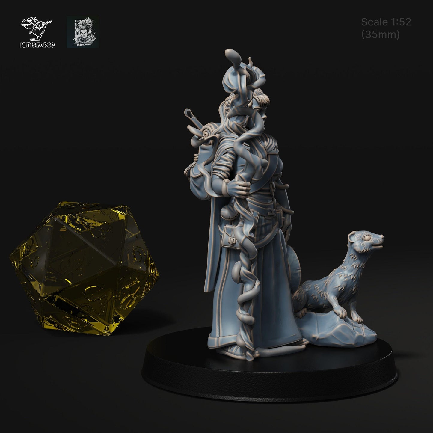 Maara Halfling Druid: Embrace the Magic of Nature with a 3D-Printed Miniature for DnD, Pathfinder, Warsurge, and Tabletop Adventures
