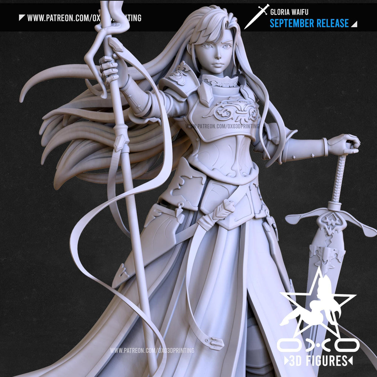 Gloria Warrior NSFW 3D Printed Statue – Mature Anime Maiden Resin Collectible, Made to Order for Adult Collectors & Fans