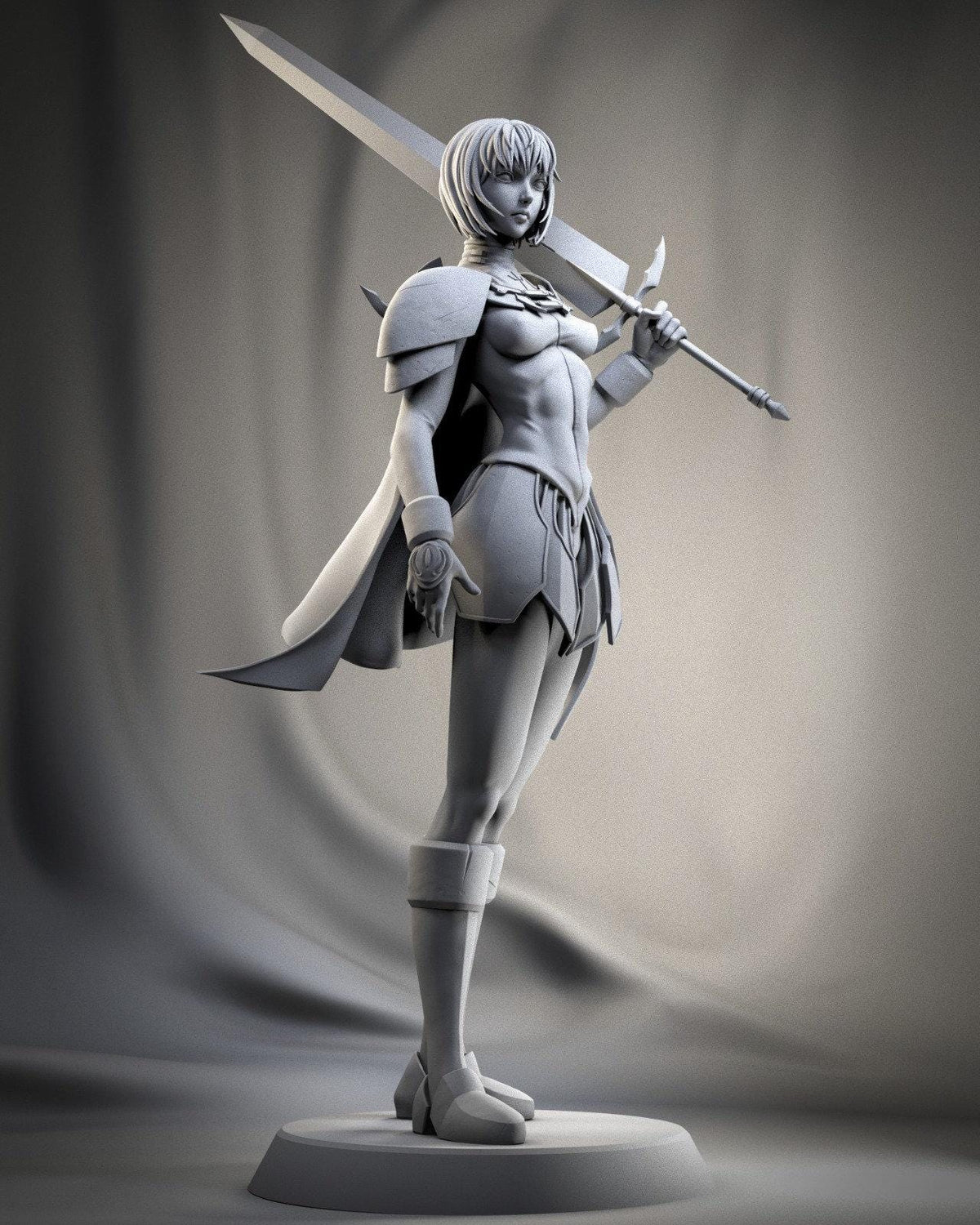 Clare NSFW 3D Printed Statue – Mature Silver-Eyed Warrior Resin Collectible, Made to Order for Adult Collectors & Fans