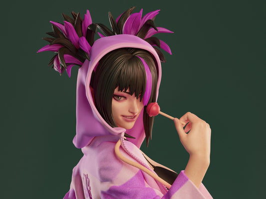 Juri Hand-Painted 3D Resin Statue - Ready-to-Display Taekwondo Siren, Street Fighter 6 Art, Villainous Centerpiece