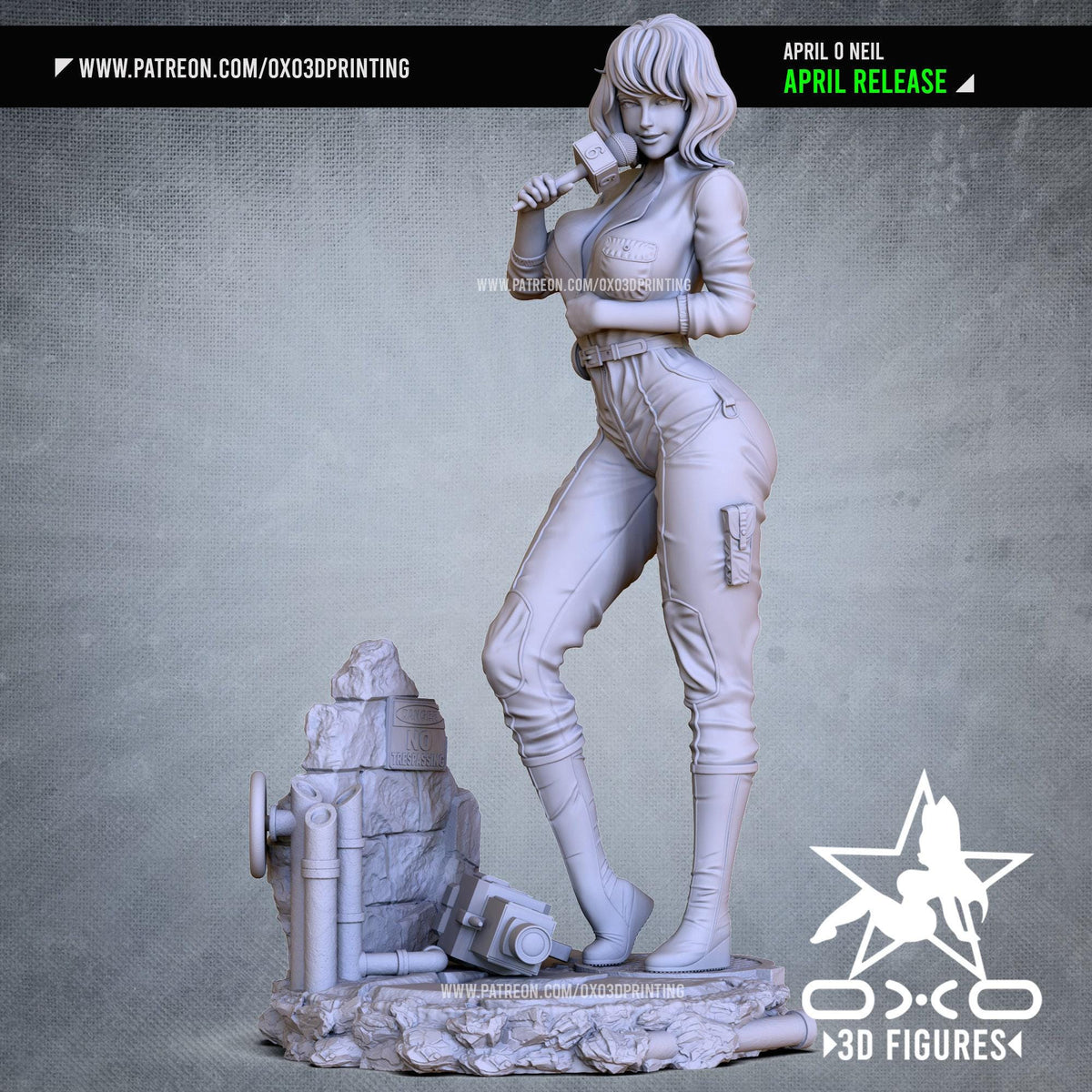 April O'Neal NSFW 3D Printed Statue – Mature Classic Reporter Resin Collectible, Made to Order for Adult Collectors