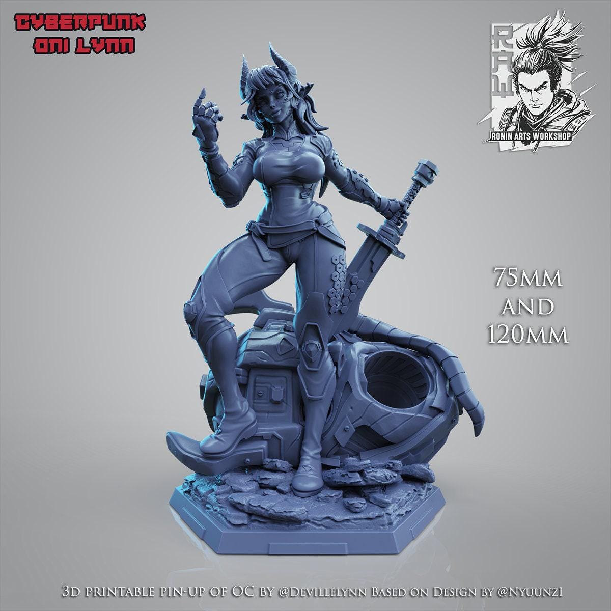 Pinup Cyberpunk Lynn NSFW 3D Printed Statue – Mature Neon Pin-Up Resin Collectible, Made to Order for Adult Collectors