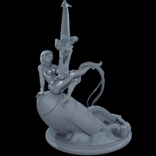 Daring Pinup Space Cadet 3D Printed Collectible Statue – Retro Sci-Fi Figure & Space Art