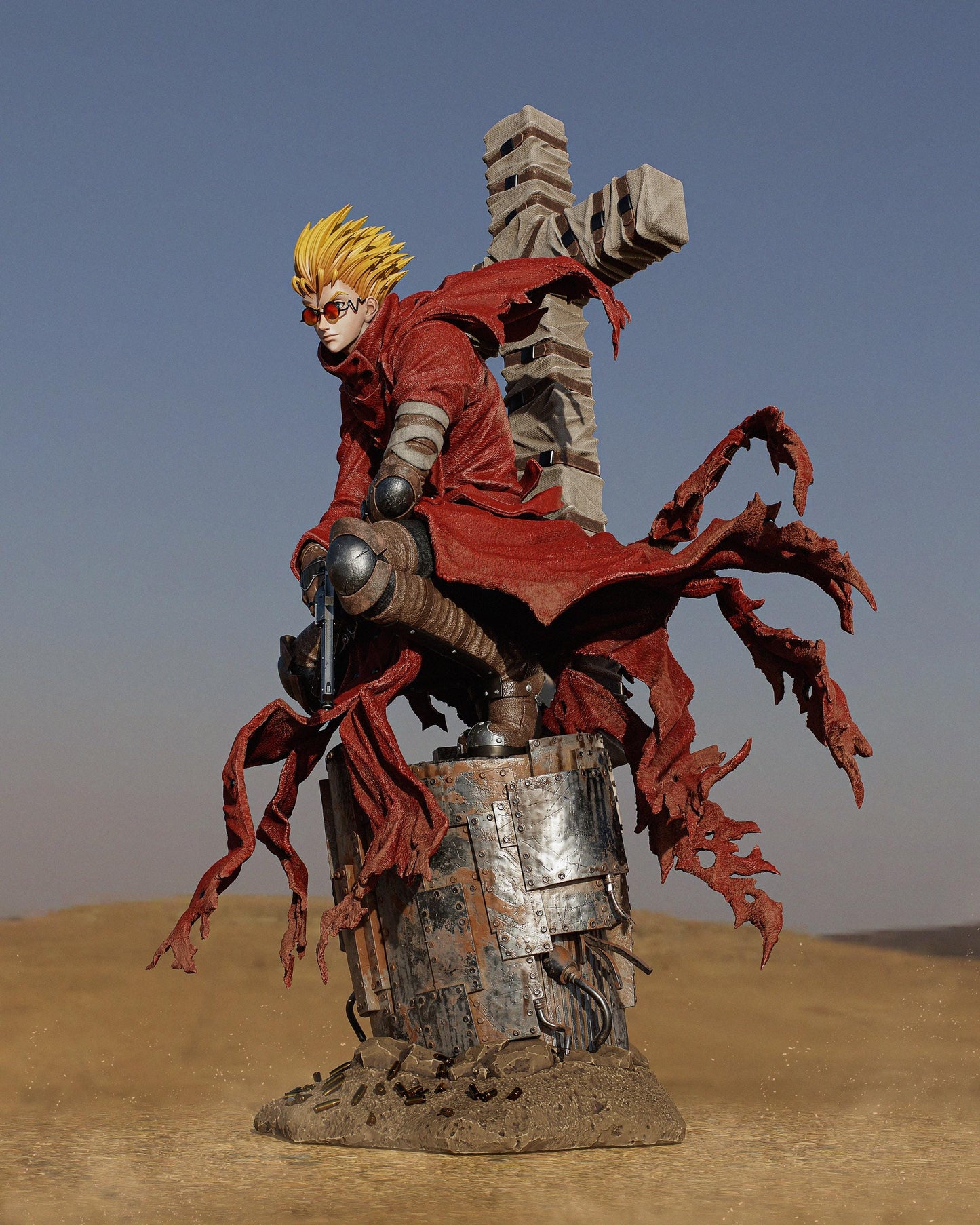 Vash the Stampede Collectible Statue Hand-Painted 3D Resin Figure - Ready-to-Display Humanoid Typhoon, Trigun Memorabilia, Angel Arm Art