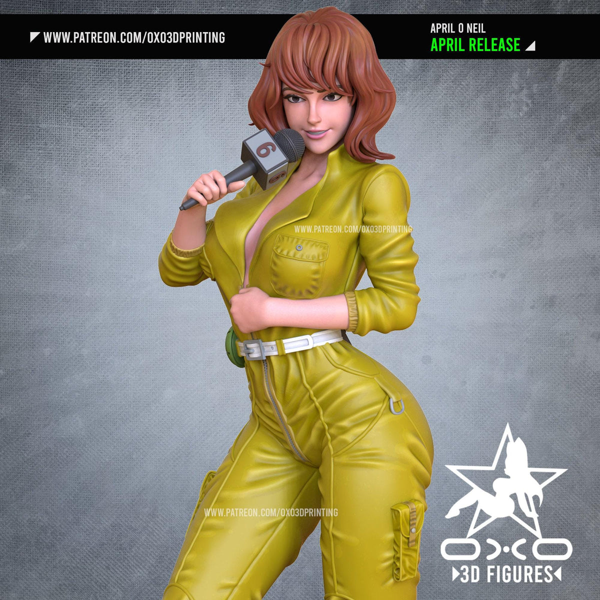 April O'Neal NSFW 3D Printed Statue – Mature Classic Reporter Resin Collectible, Made to Order for Adult Collectors