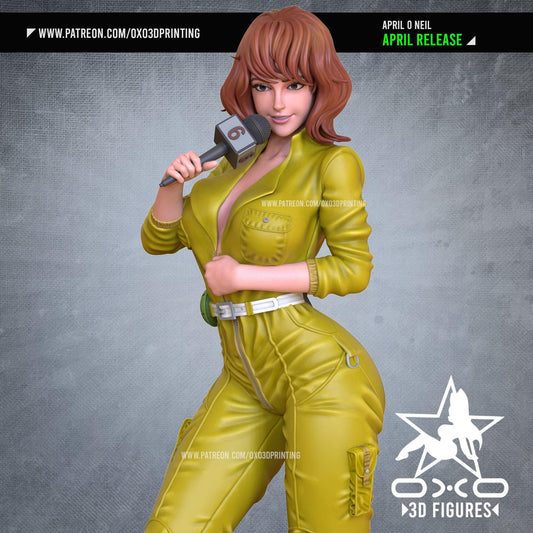 April O'Neal NSFW 3D Printed Statue – Mature Classic Reporter Resin Collectible, Made to Order for Adult Collectors