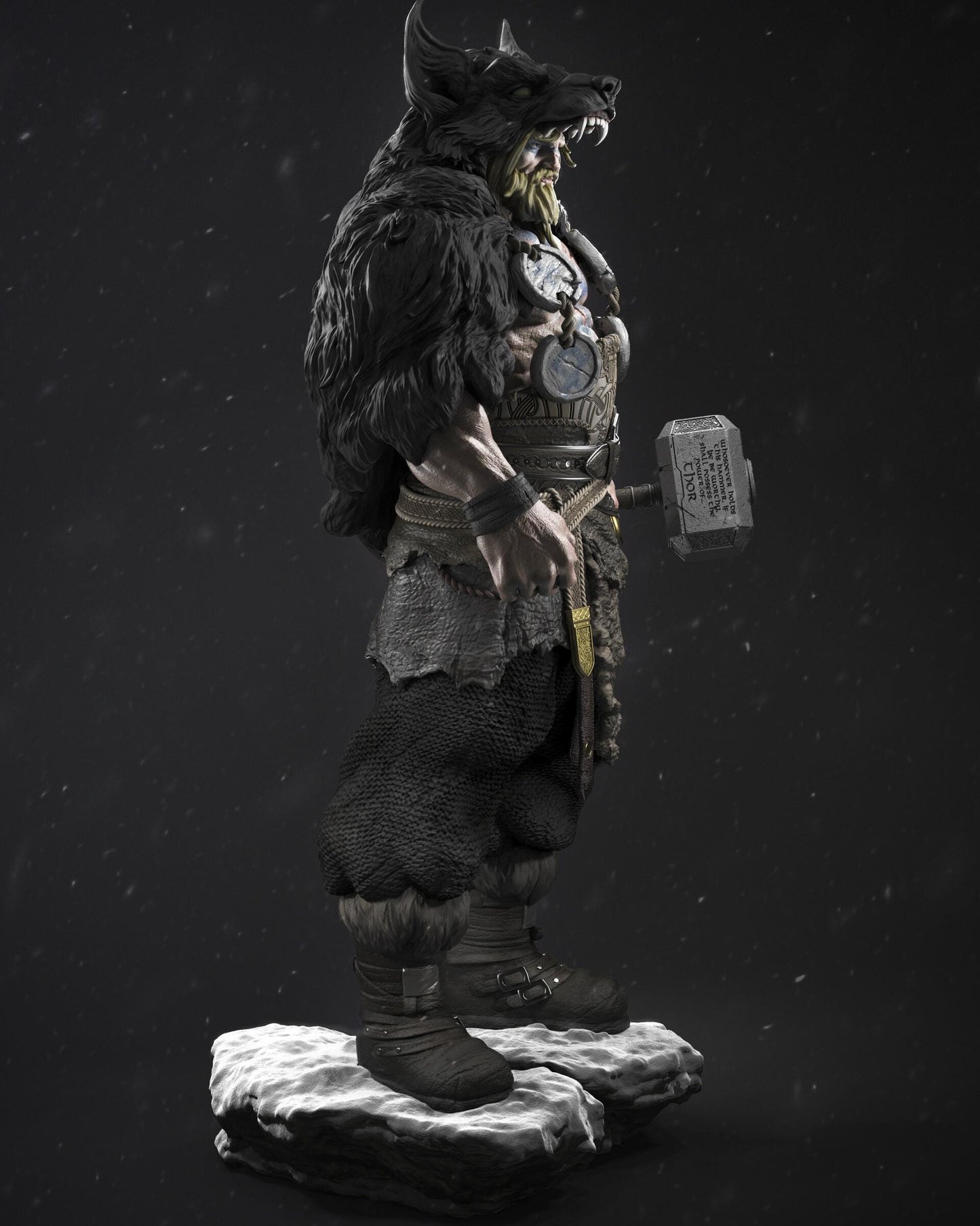 Barbarian Thor Collectible Statue Hand-Painted 3D Resin Figure - Ready-to-Display Norse God, Viking Warlord, scale 1/10