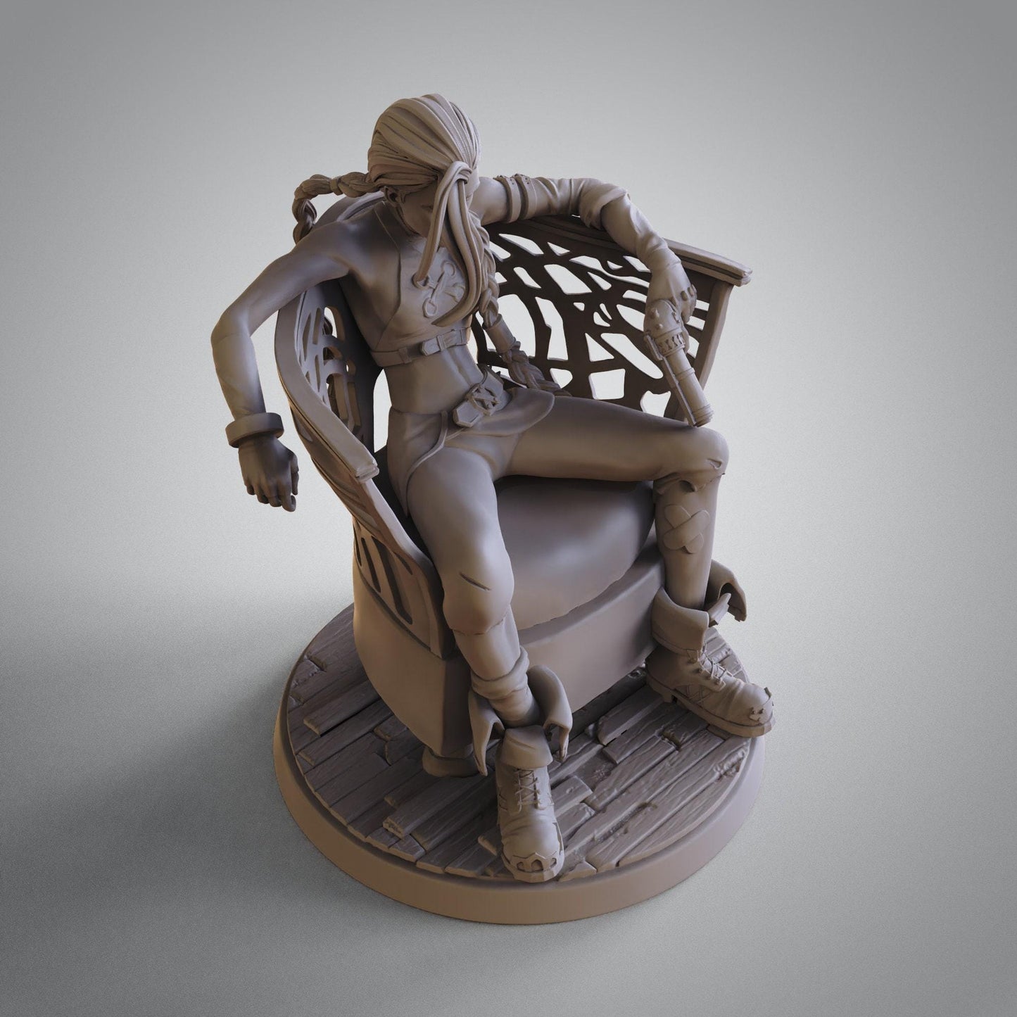Unleash Chaos: Jinx 3D Print Statue – Explosive Collectible Fanart for League of Legends Fans (NSFW)