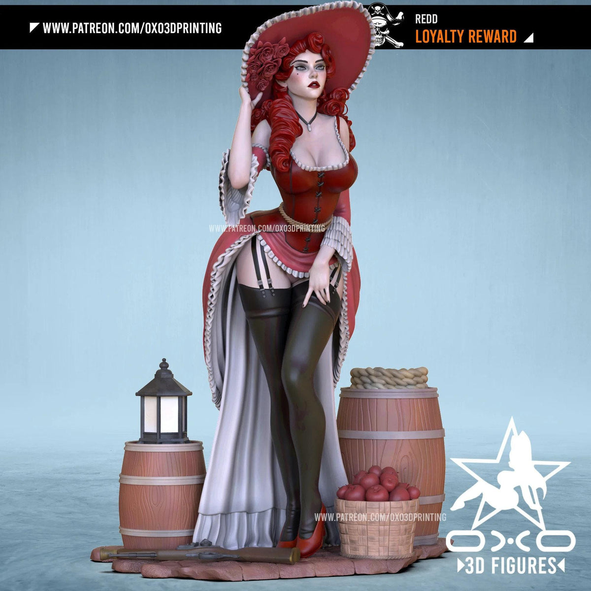 Redd Cowgirl NSFW 3D Printed Statue – Mature Western Pin-Up Resin Collectible, Made to Order for Adult Collectors & Fans