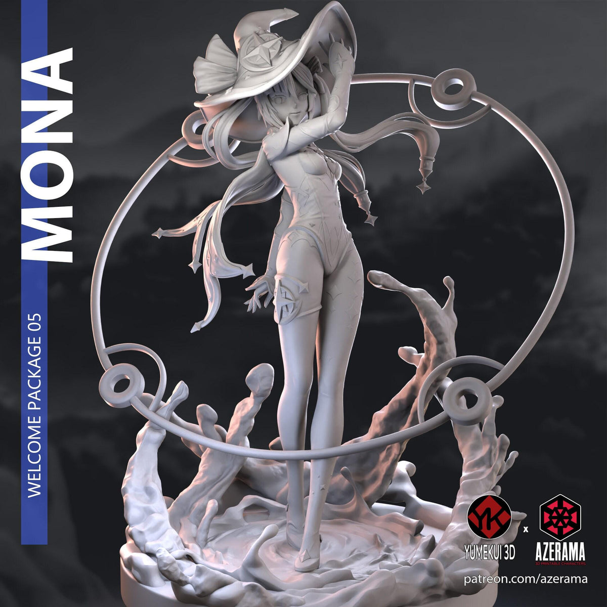 Mona NSFW 3D Printed Statue – Mature Hydro Astrologist Resin Collectible, Made to Order for Adult Collectors & Fans