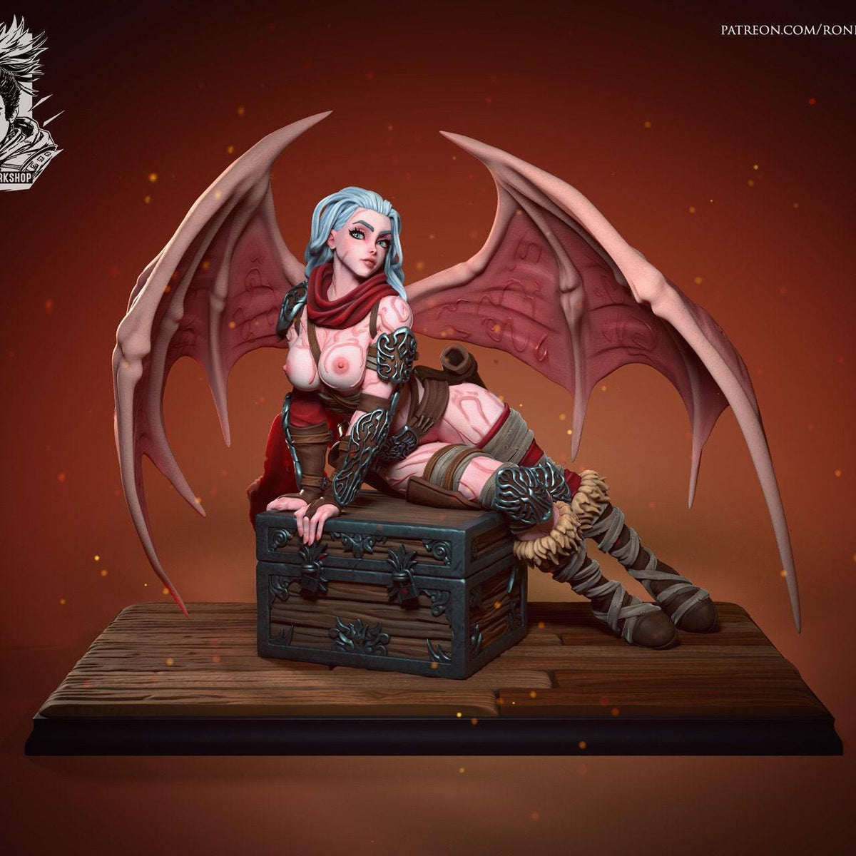 Pin-Up Izel NSFW 3D Printed Statue – Mature Winged Demon Girl Resin Collectible, Made to Order for Adult Collectors