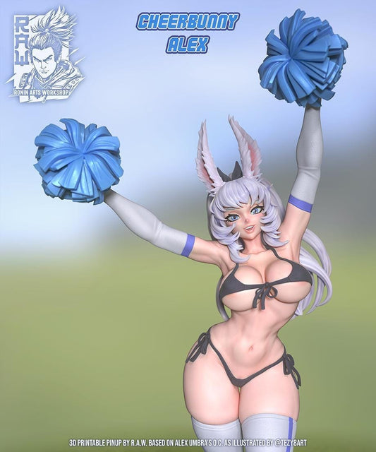 Playful Cheerbunny Alex Pinup 3D Printed Resin Statue - Unique Figure - Optional Mature Version