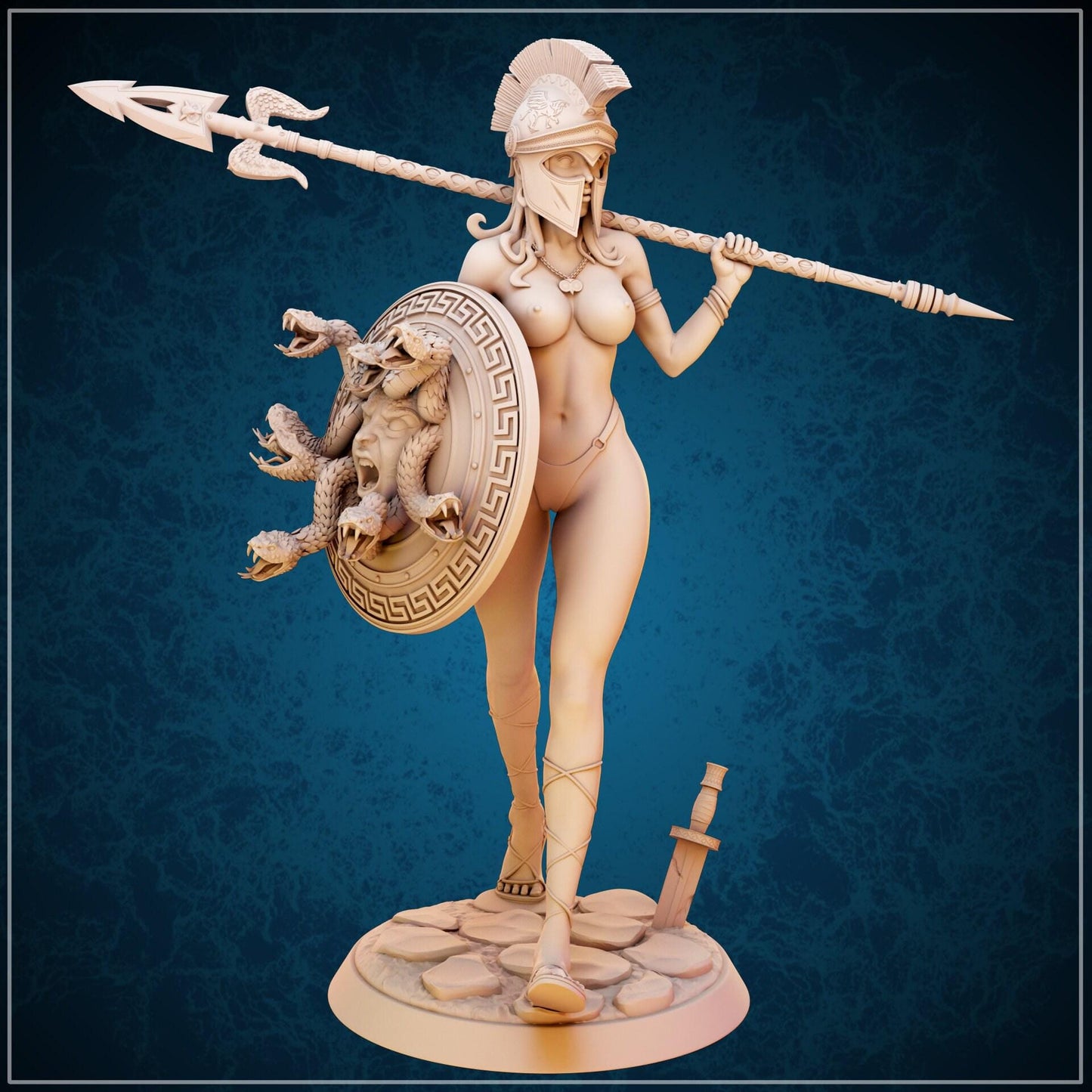 Athae, Greek Warrior 3d printed statue Collectible Miniature figure gift idea nsfw pin up unpainted 35 mm 75 mm