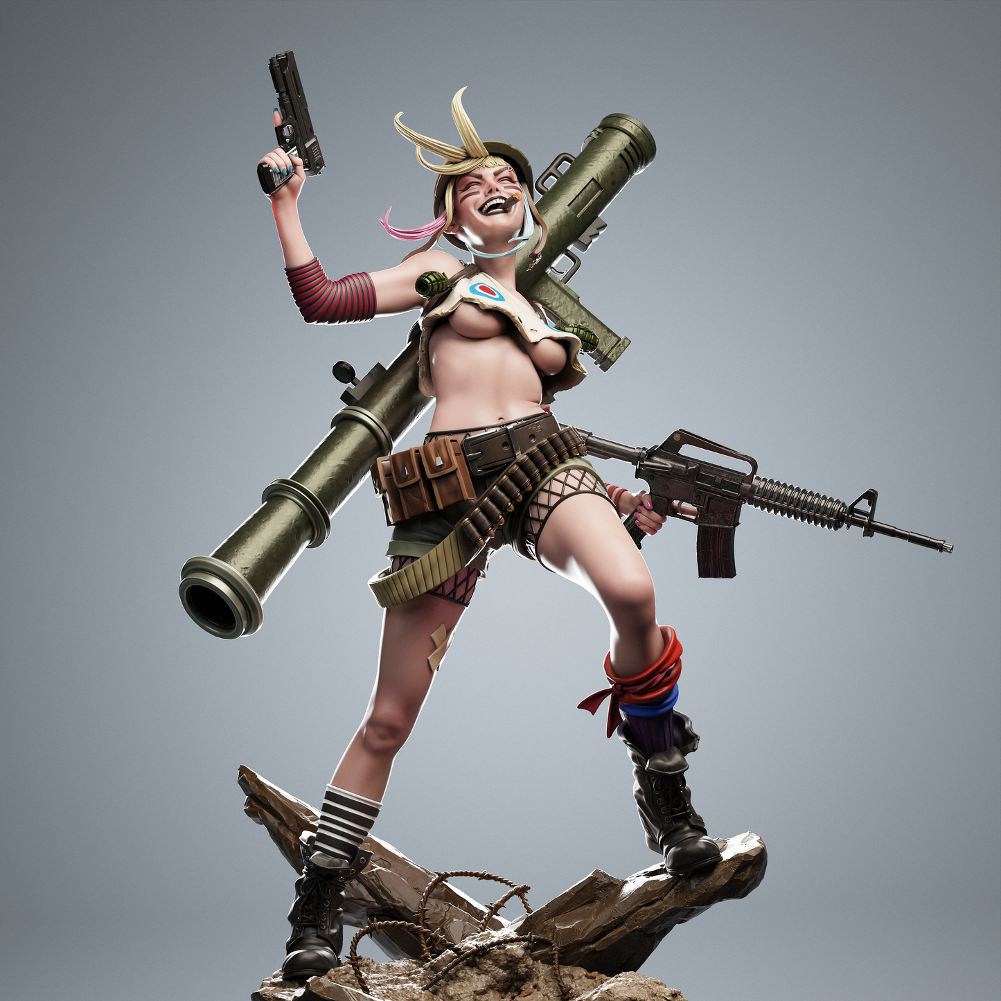 Tank Girl 3D Printed Collectible Statue - Hand-Painted Figure from Classic Comics - High-Quality Fan Art