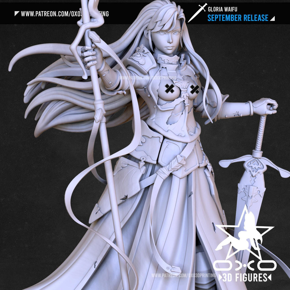 Gloria Warrior NSFW 3D Printed Statue – Mature Anime Maiden Resin Collectible, Made to Order for Adult Collectors & Fans