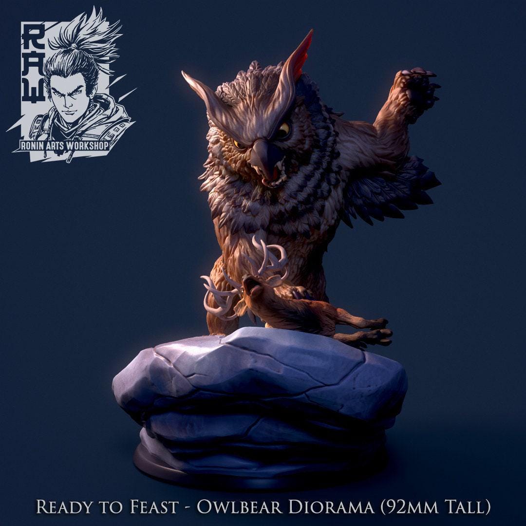 Fearsome Owlbear: Roar into Action with a 3D-Printed Collectible Miniature in 35mm Scale for DnD, Pathfinder, and Tabletop Adventures