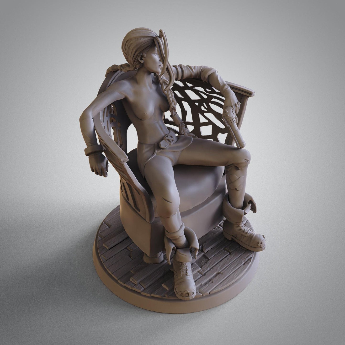 Unleash Chaos: Jinx 3D Print Statue – Explosive Collectible Fanart for League of Legends Fans (NSFW)