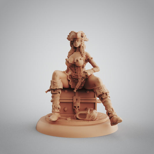 Pirate Girl 3D Print: Exquisite NSFW Collectible Pinup Miniature - High-Detail Resin Figure
