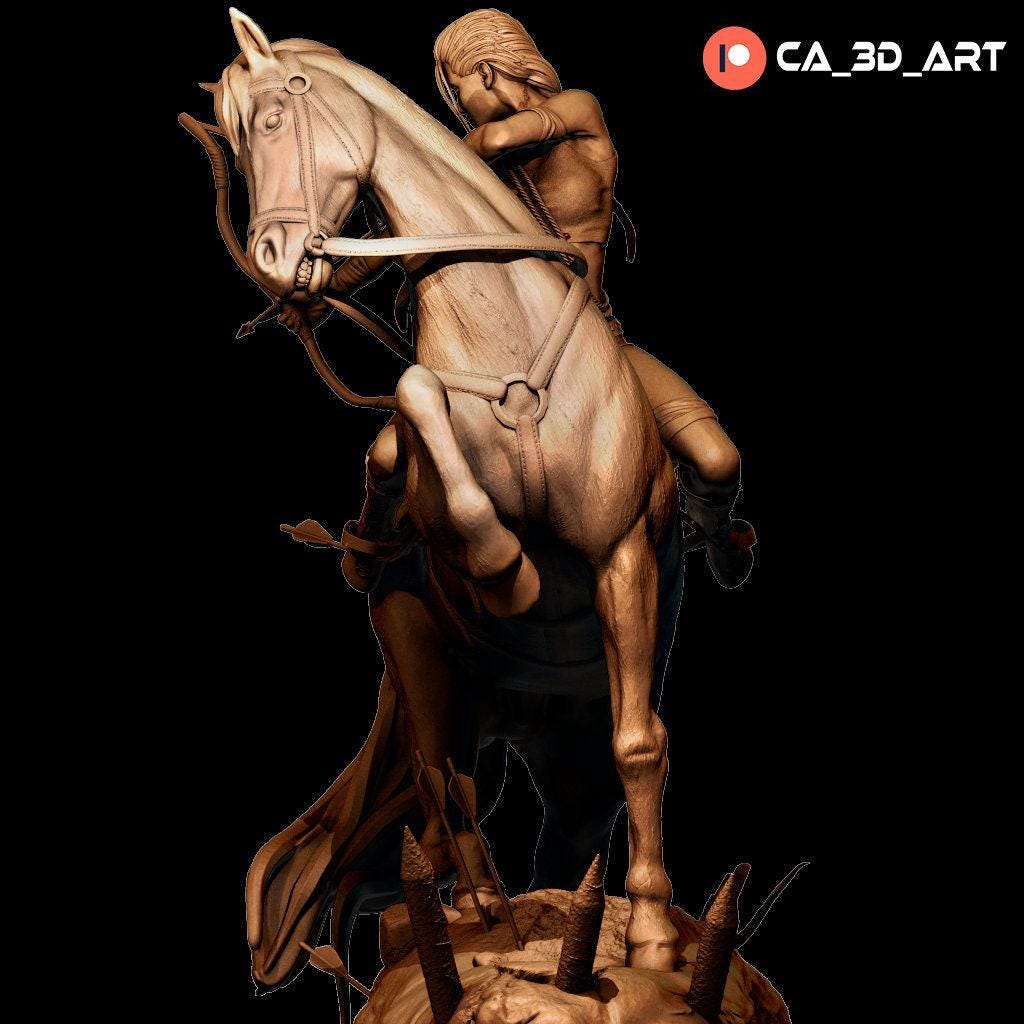 Lara Croft on Horse 3D Print Statue: Epic Collectible Figure for Tomb Raider Fans!