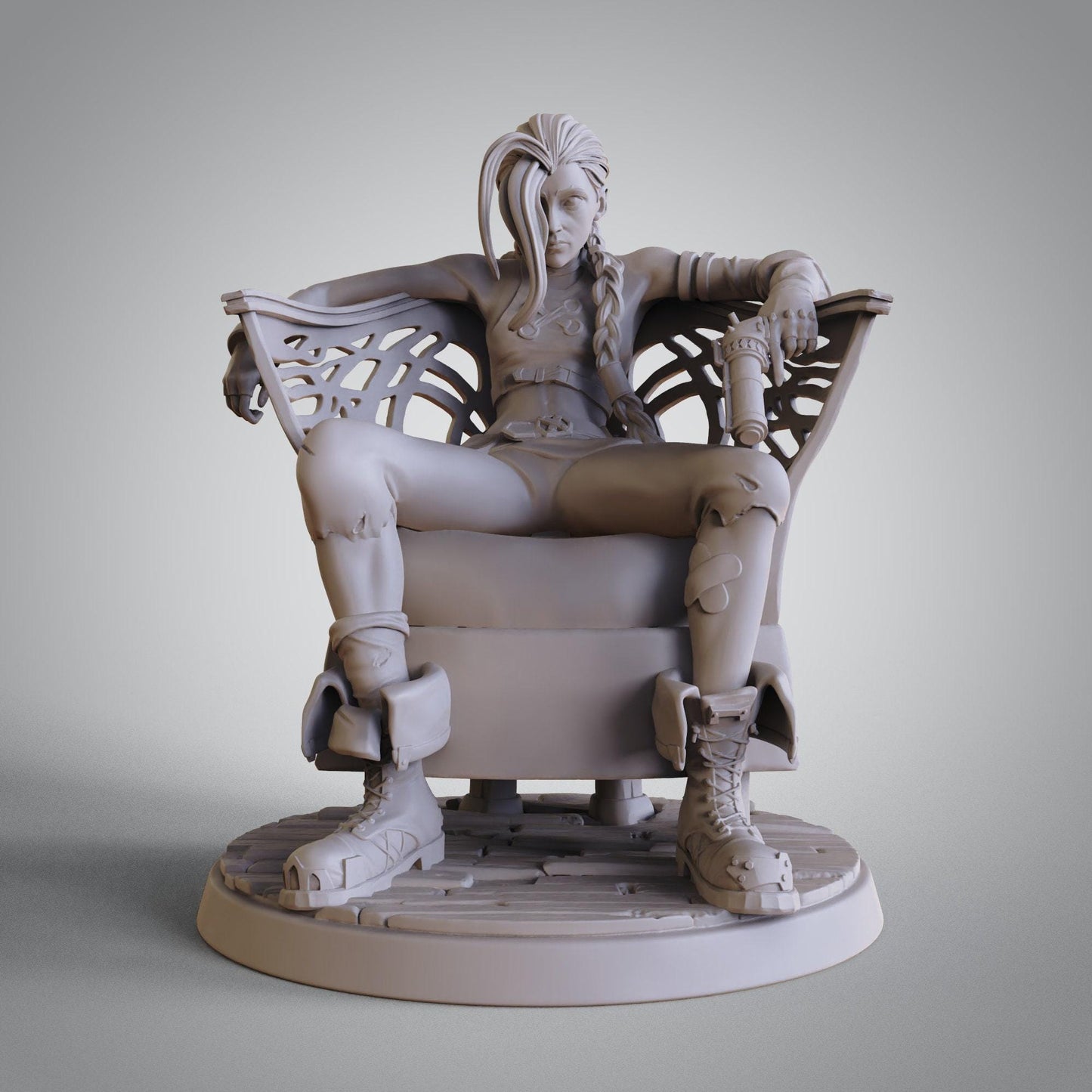 Unleash Chaos: Jinx 3D Print Statue – Explosive Collectible Fanart for League of Legends Fans (NSFW)