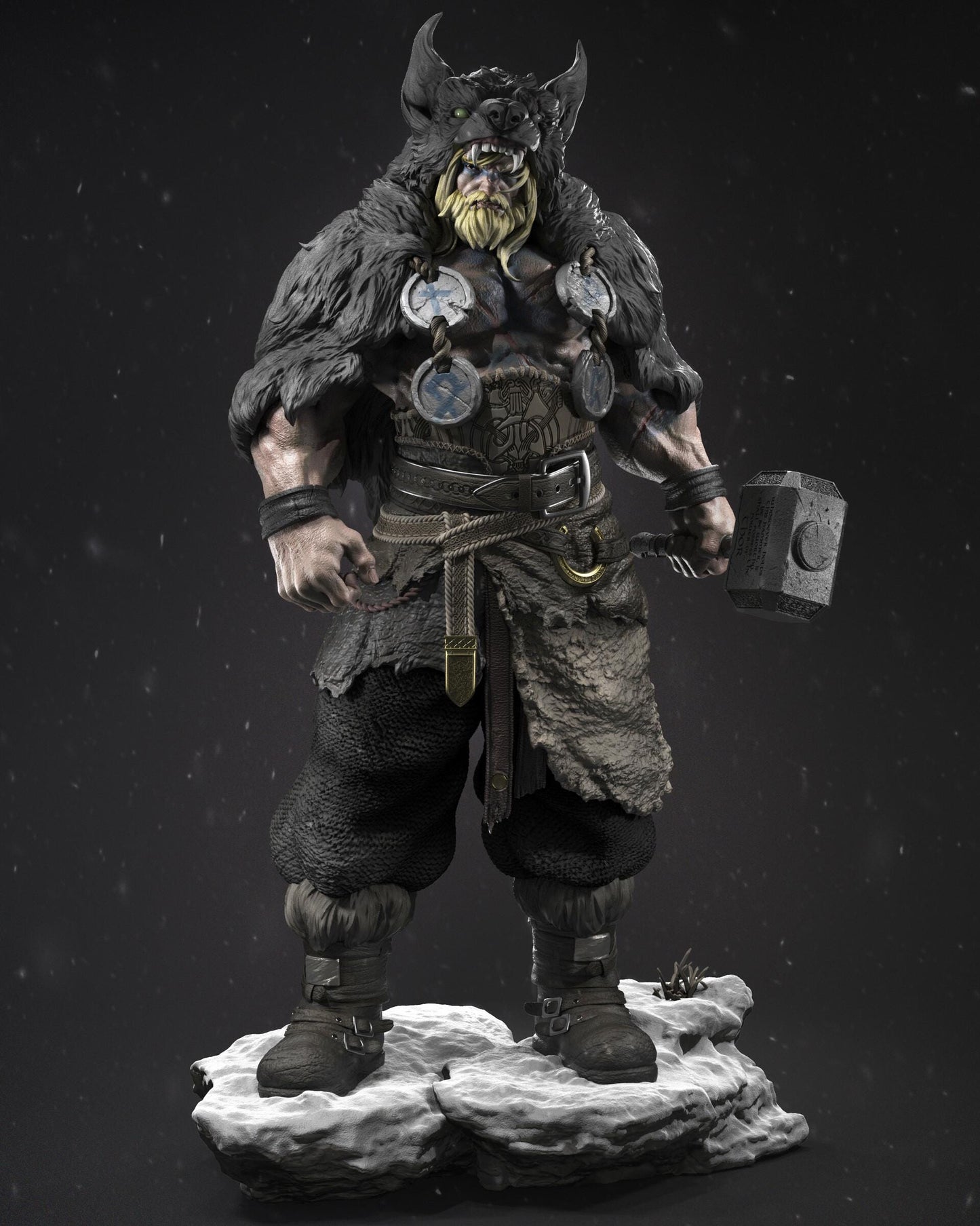 Barbarian Thor Collectible Statue Hand-Painted 3D Resin Figure - Ready-to-Display Norse God, Viking Warlord, scale 1/10