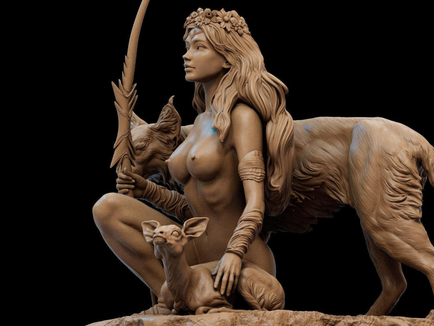 Artemis Goddess of Hunt 3D Printed Statue - Greek Mythology Collectible Figure with NSFW Option