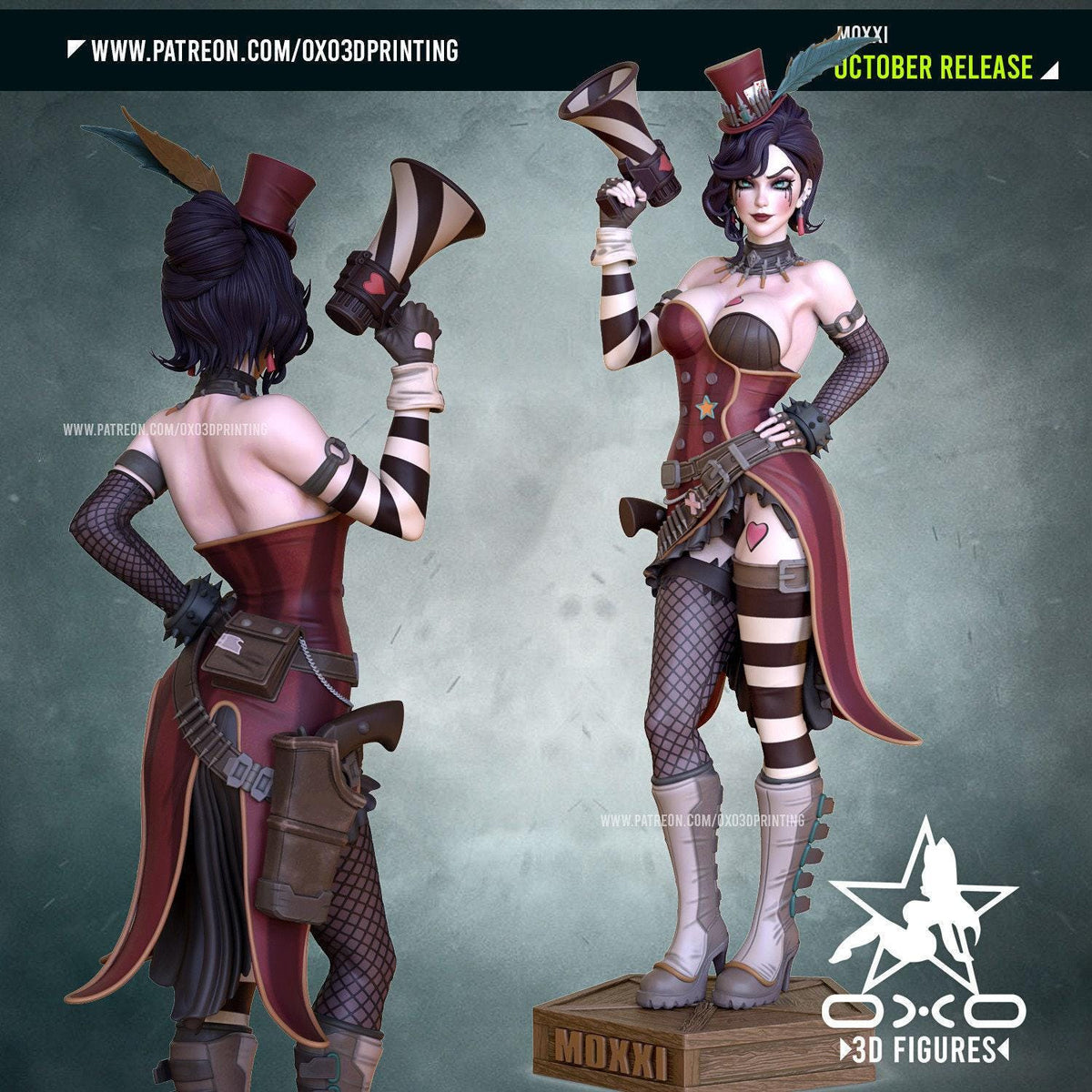 Moxxie NSFW 3D Printed Statue – Mature Steampunk Saloon Resin Collectible, Made to Order for Adult Collectors & Fans