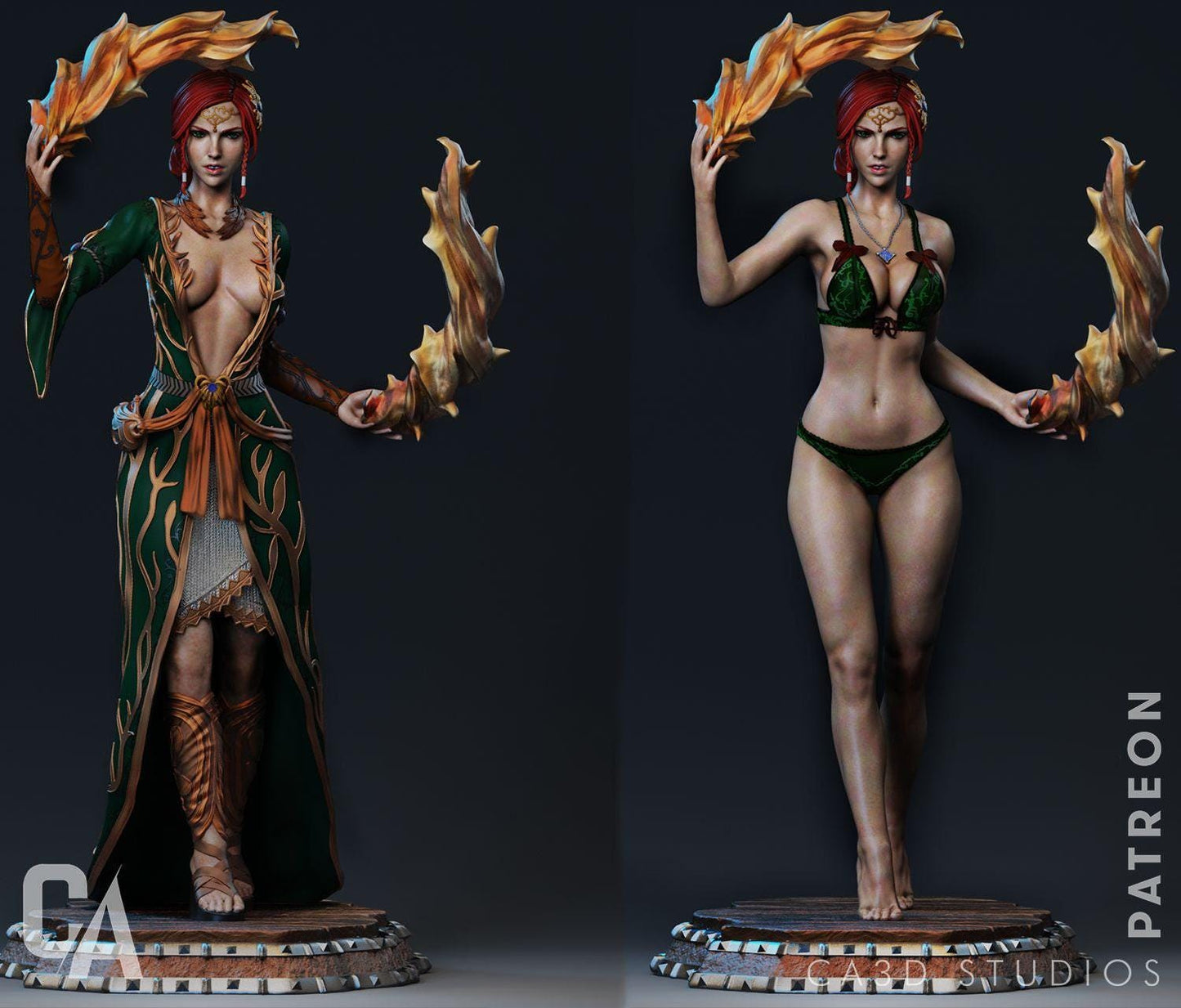 Triss 3D Print Collectible Miniature Statue Figure NSFW Pin Up Painted Witcher Fanart