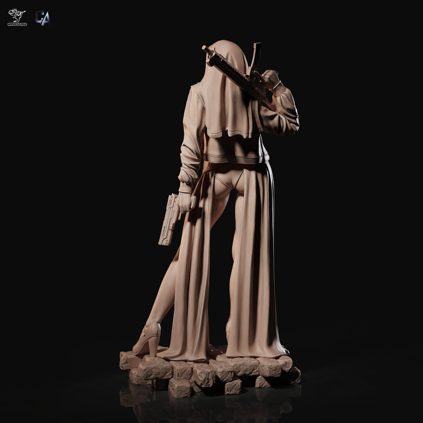Nun with Gun Fanart Statue: Premium 3D Printed Resin Collectible Figure – Unique & Detailed