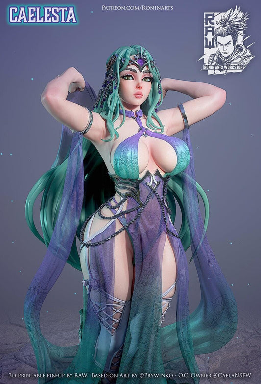 Caelesta Pin-Up NSFW 3D Printed Statue – Mature Fantasy Pin-Up Resin Collectible, Made to Order for Adult Collectors