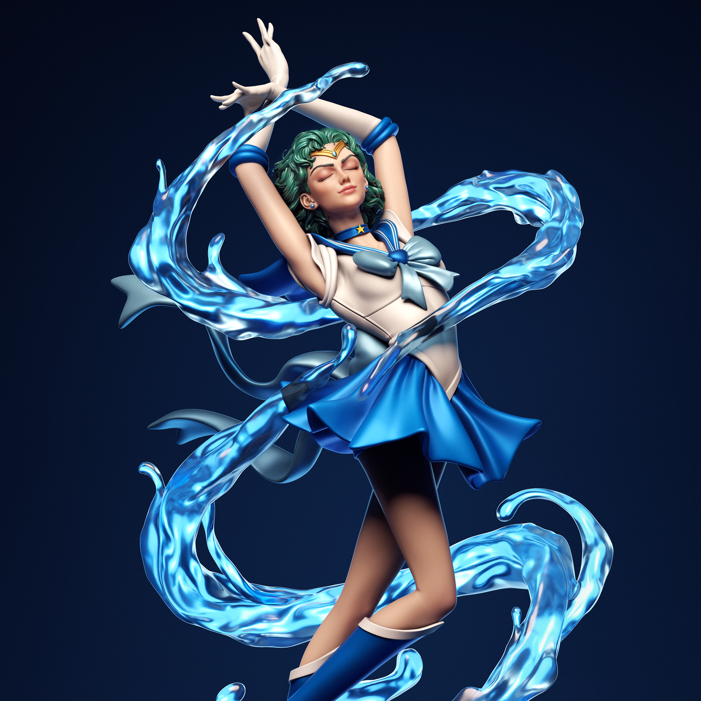 Hand-Painted Sailor Mercury 3D Printed Statue | Anime Figure Collectible | Detailed Fan Art Sculpture
