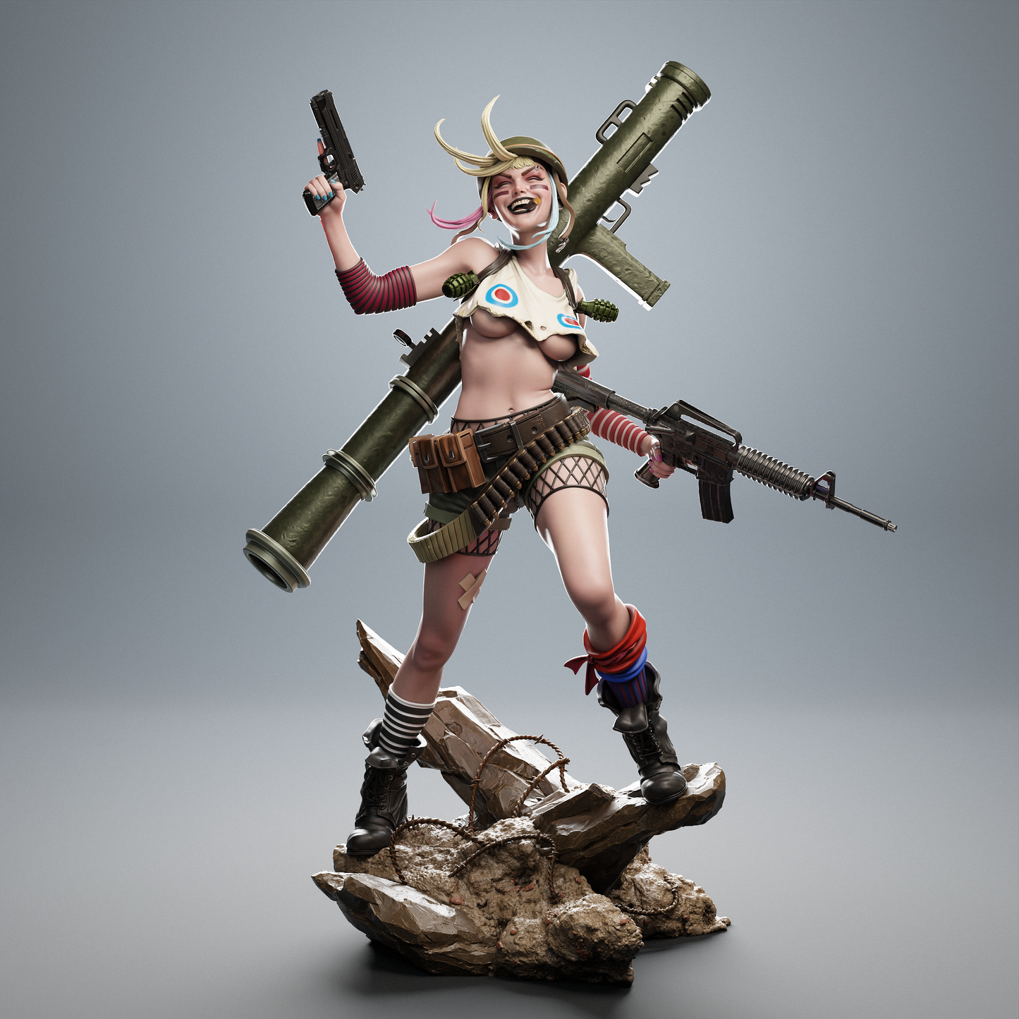 Tank Girl 3D Printed Collectible Statue - Hand-Painted Figure from Classic Comics - High-Quality Fan Art