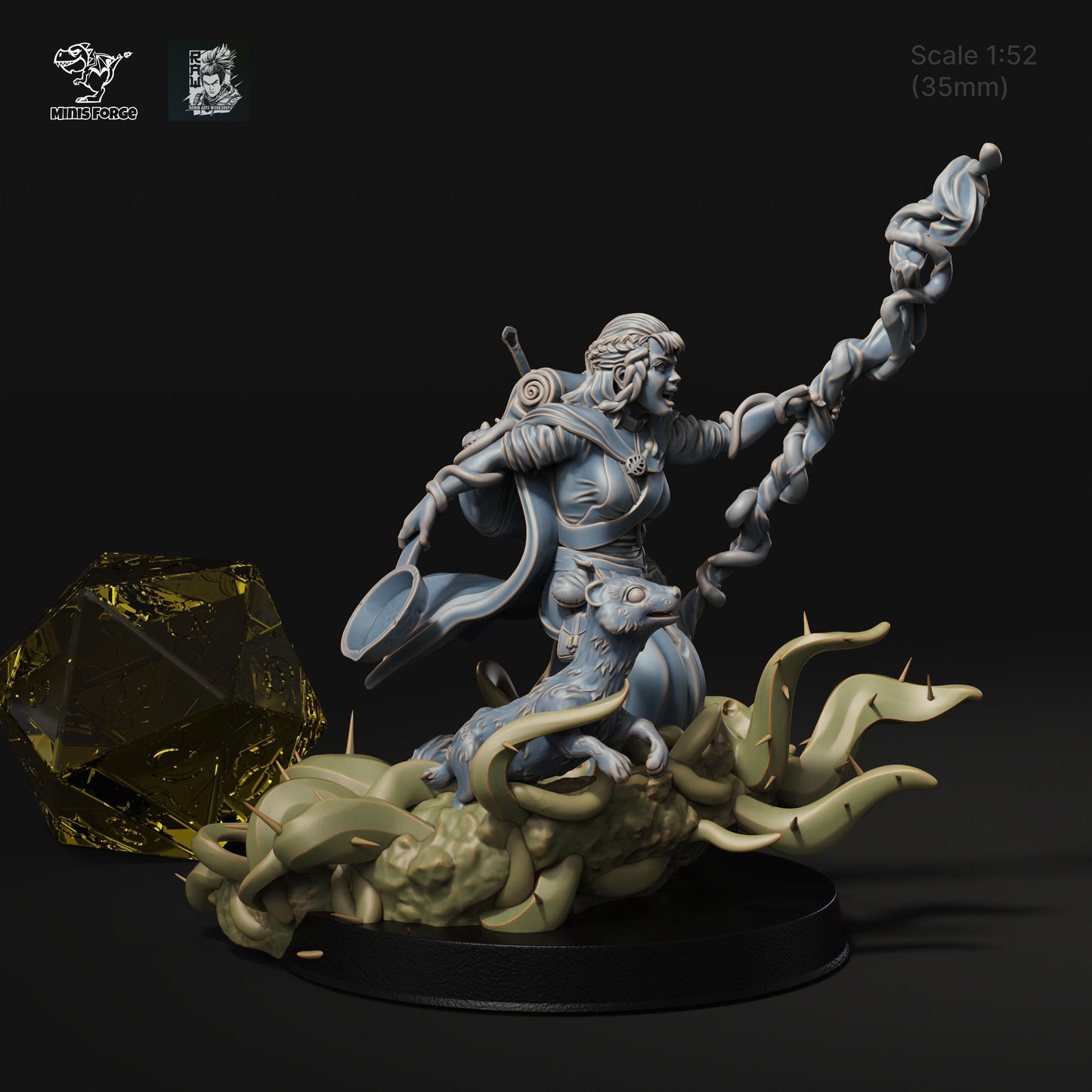 Maara Halfling Druid: Embrace the Magic of Nature with a 3D-Printed Miniature for DnD, Pathfinder, Warsurge, and Tabletop Adventures