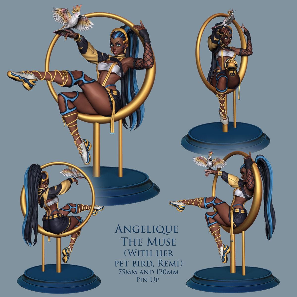 Pin Up Angelique NSFW 3D Printed Statue – Mature Framed Fantasy Resin Collectible, Made to Order for Adult Collectors