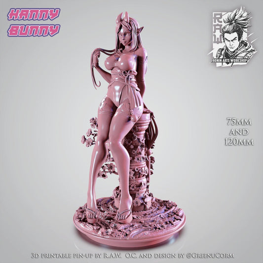 Charming Pinup Hanny Buny 3D Printed Statue: Premium Fantasy Figure with Optional NSFW Adult Variant