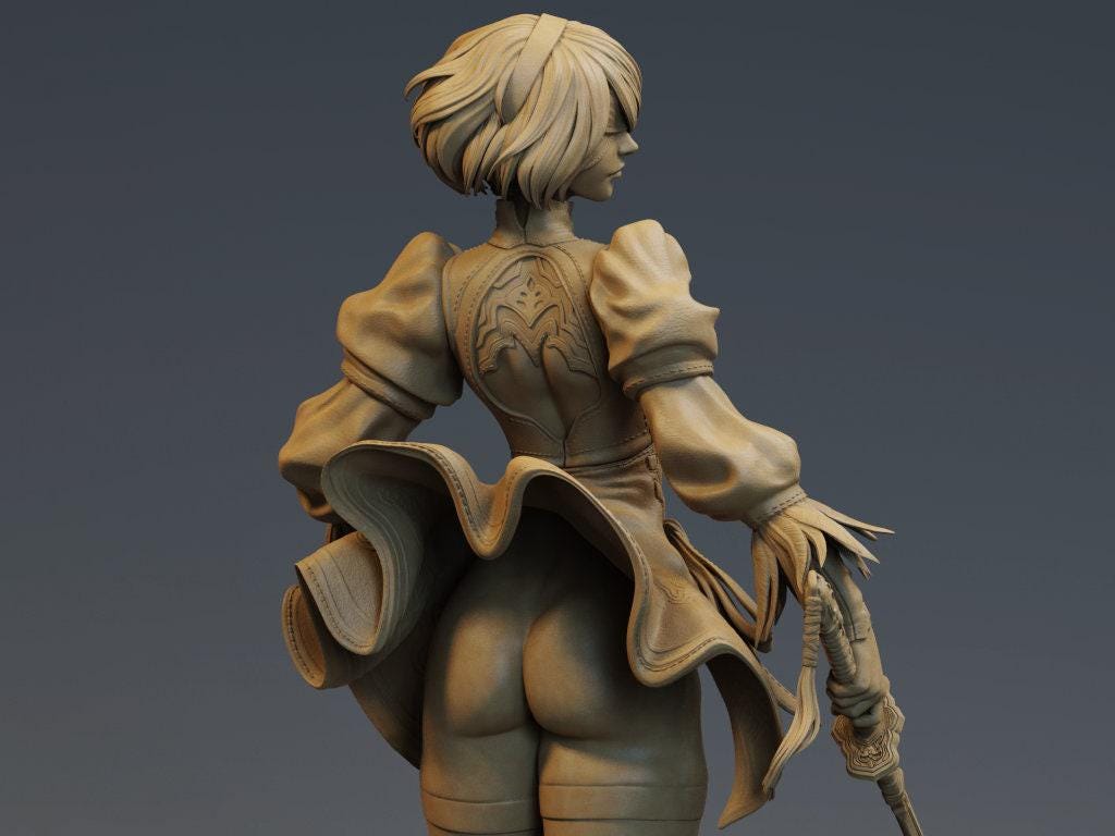 Nier Automata 2B 3D Printed Collectible Mini Statue – Iconic Gaming Figure (NSFW Option)