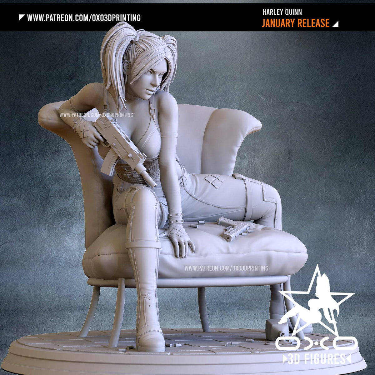 Harley Quinn NSFW 3D Printed Statue – Mature DC Anti-Hero Resin Collectible, Made to Order for Adult Collectors & Fans