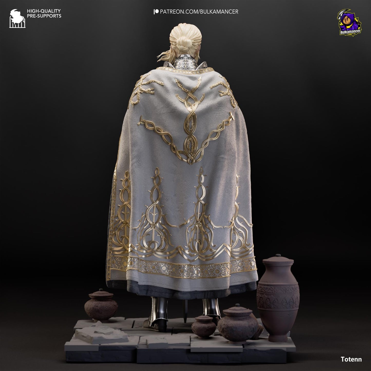a figurine of a priest in a white robe