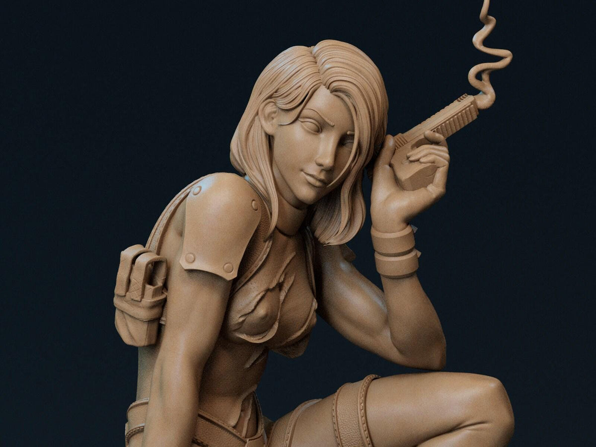 Domino Marvel NSFW 3D Printed Statue – Mature Comic Book Mercenary Resin Collectible, Made to Order for Adult Collectors