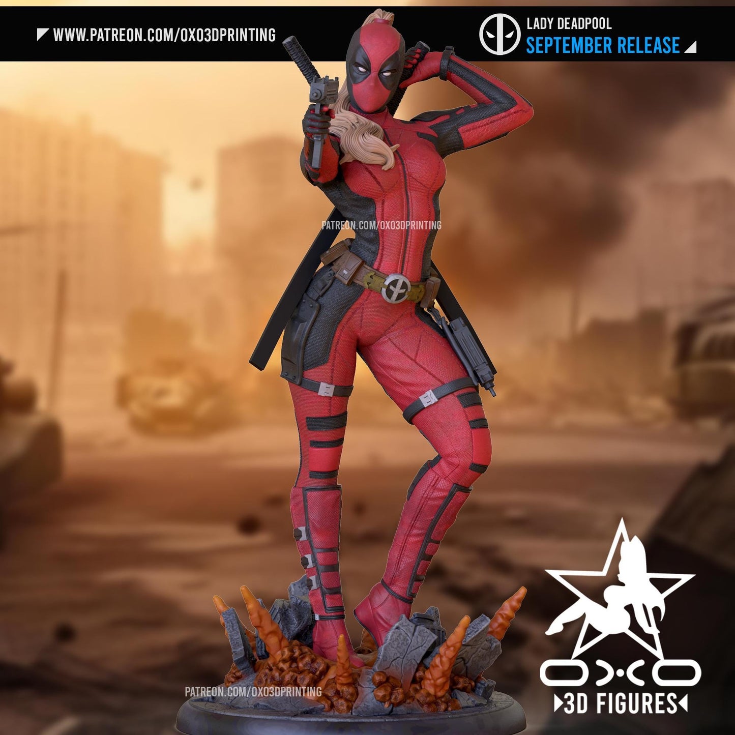 Lady Deadpool 3D Printed Collectible Statue: Merc with a Mouth Figure