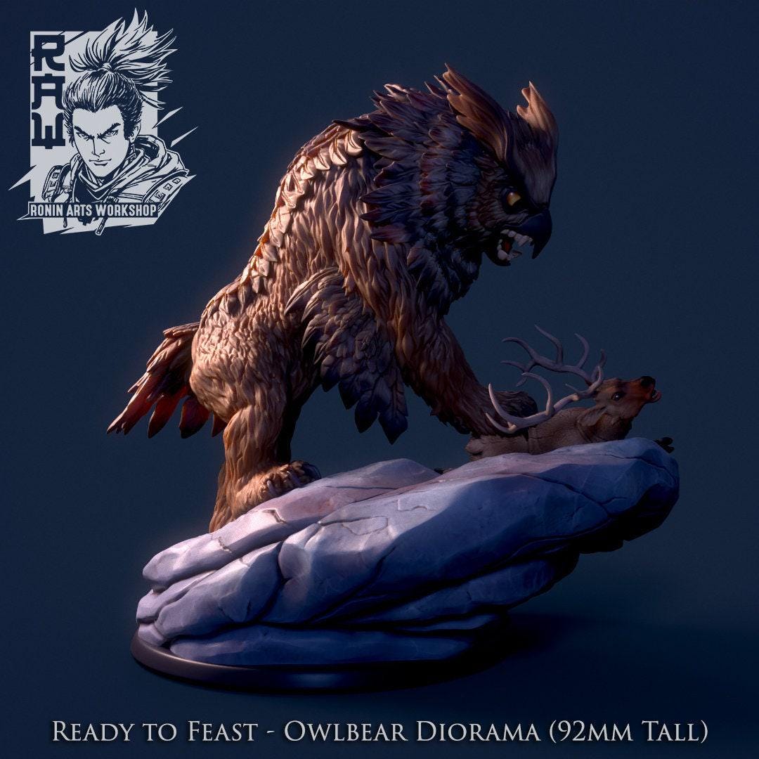 Fearsome Owlbear: Roar into Action with a 3D-Printed Collectible Miniature in 35mm Scale for DnD, Pathfinder, and Tabletop Adventures