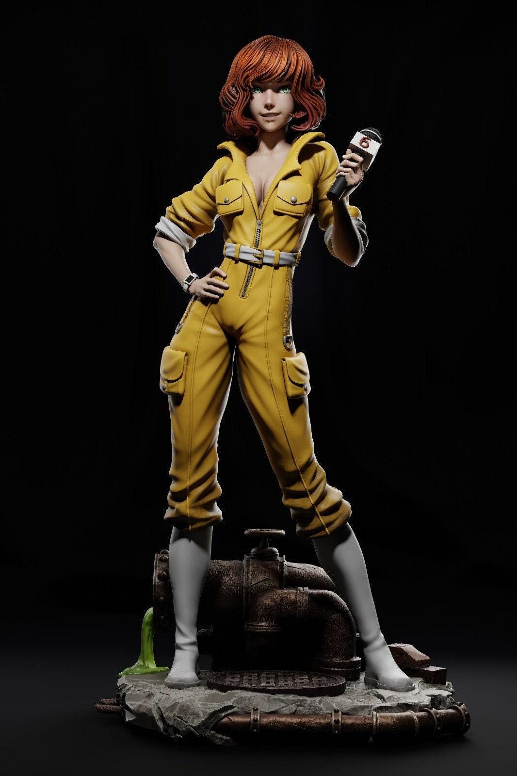 April O'Neil TMNT NSFW 3D Printed Statue – Mature Comic Heroine Resin Collectible, Made to Order for Adult Collectors