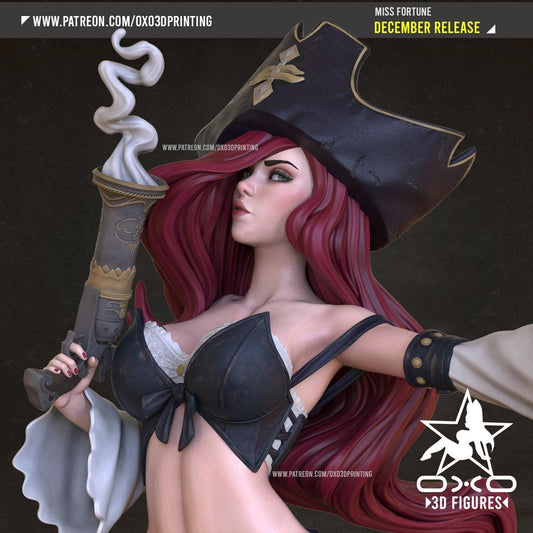 Fortune's Embrace: Miss Fortune 3D Printed Resin Statue – LoL Collectible (NSFW)