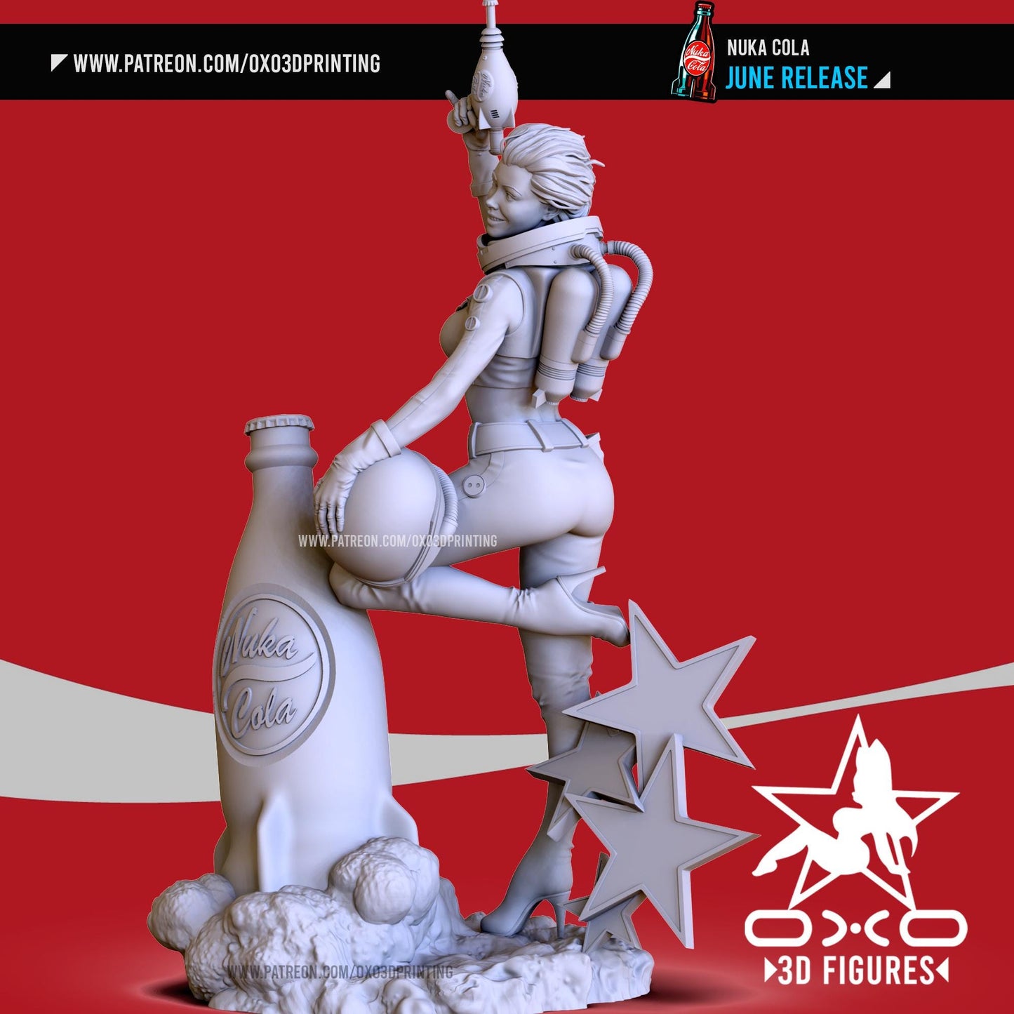 Nuka Girl 3D Printed Collectible Statue - painted NSFW Figurine, Post-Apo Fallout Inspired Unique Gift Idea