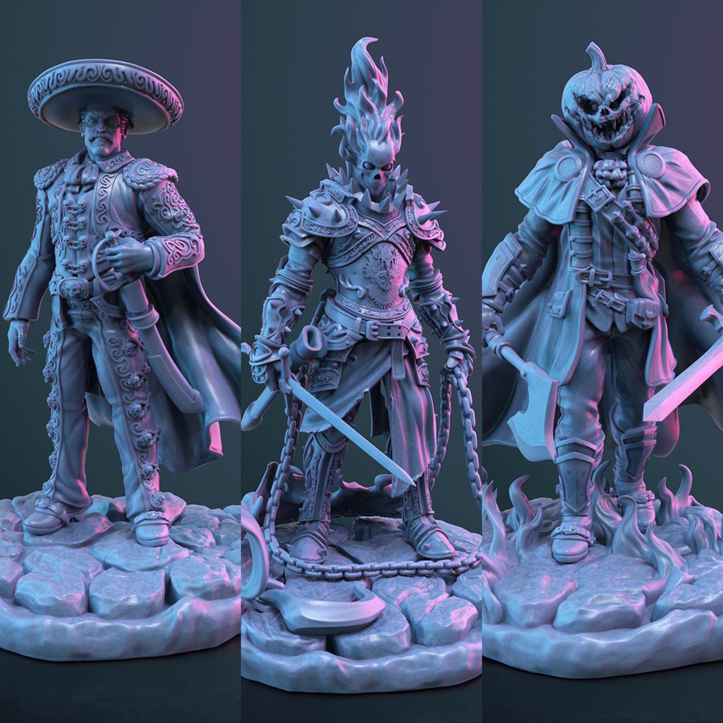 Cursed Vanguard: The Four Horsemen of the Apocalypse - Epic 3D-Printed Miniatures for DnD, Pathfinder, and Tabletop Adventures 35 mm scale