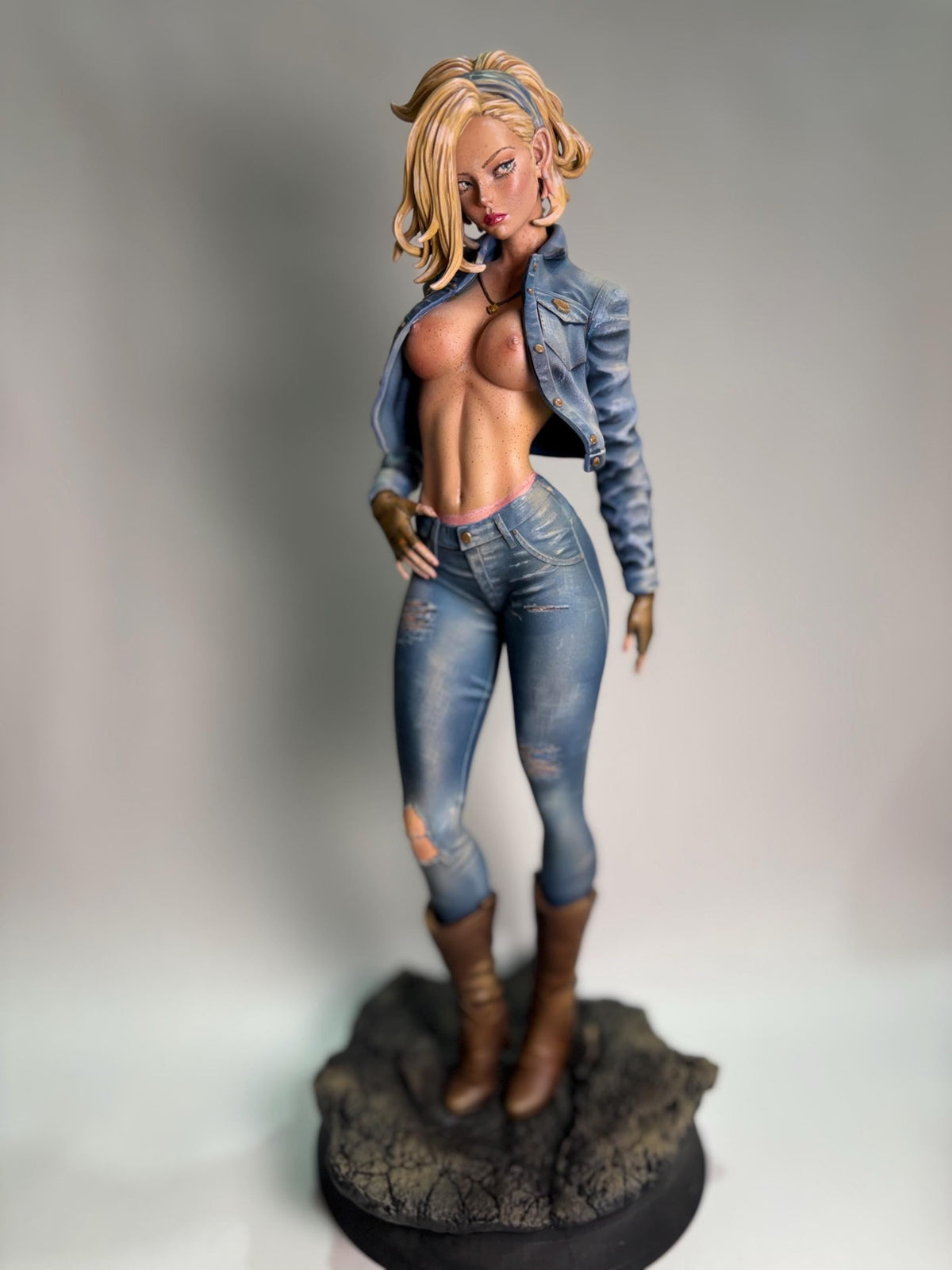 Android 18 NSFW 3D Printed Statue – Mature Dragon Ball Brawler Resin Collectible, Made to Order for Adult Collectors