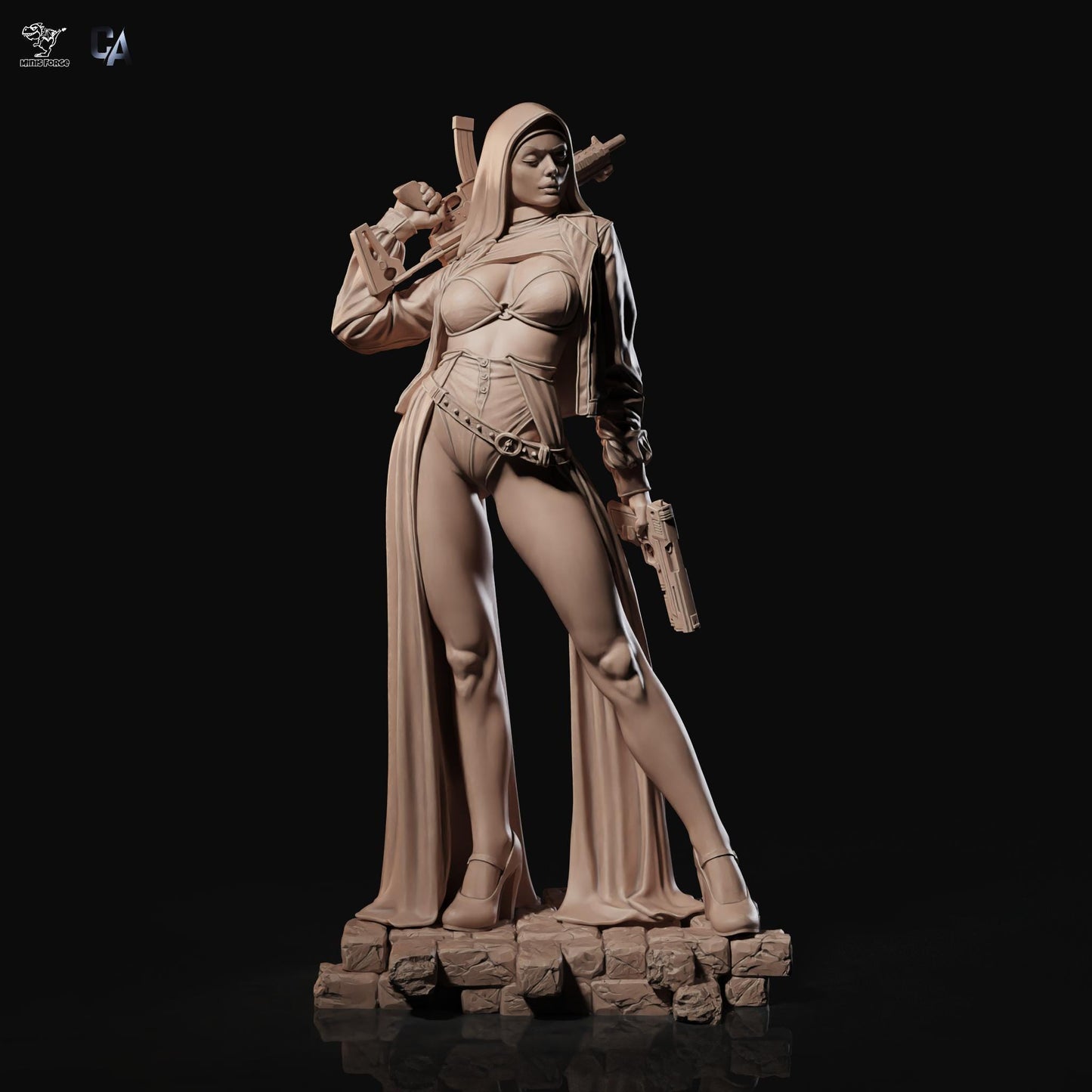 Nun with Gun Fanart Statue: Premium 3D Printed Resin Collectible Figure – Unique & Detailed