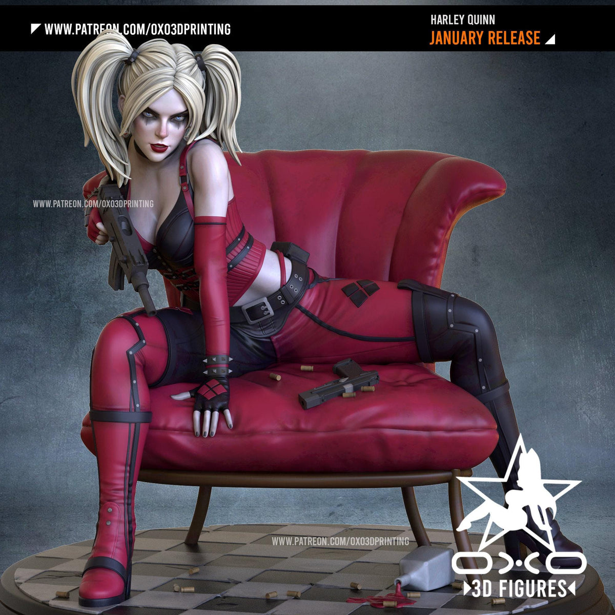 Harley Quinn NSFW 3D Printed Statue – Mature DC Anti-Hero Resin Collectible, Made to Order for Adult Collectors & Fans